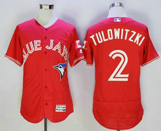 Men's Toronto Blue Jays #2 Troy Tulowitzki Red Flexbase 2016 MLB Player Canada Day Jersey