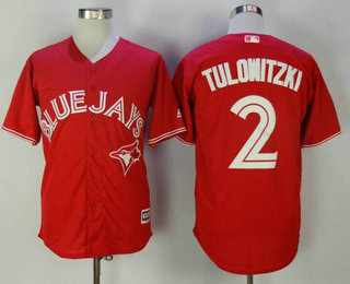 Men's Toronto Blue Jays #2 Troy Tulowitzki Red Stitched MLB 2017 Majestic Cool Base Jersey