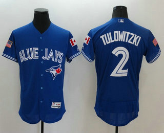 Men's Toronto Blue Jays #2 Troy Tulowitzki Royal Blue Fashion Stars & Stripes 2016 Flexbase MLB Independence Day Jersey