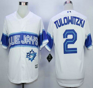 Men's Toronto Blue Jays #2 Troy Tulowitzki White Exclusive New Cool Base Jersey