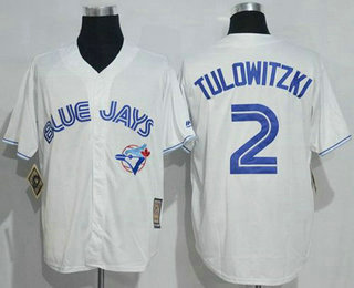 Men's Toronto Blue Jays #2 Troy Tulowitzki White Majestic Cool Base Cooperstown Collection Player Jersey