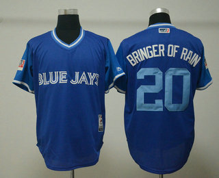 Men's Toronto Blue Jays #20 Josh Donaldson Bringer of Rain Royal 2018 LLWS Players Weekend Stitched Nickname Jersey