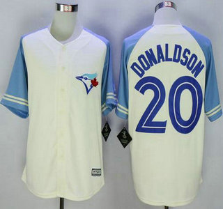 Men's Toronto Blue Jays #20 Josh Donaldson Cream With Blue Exclusive New Cool Base Jersey