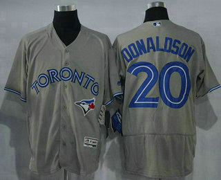 Men's Toronto Blue Jays #20 Josh Donaldson Gray Road 2016 Flexbase Majestic Baseball Jersey