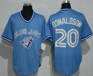 Men's Toronto Blue Jays #20 Josh Donaldson Light Blue Pullover Majestic Cool Base Cooperstown Collection Jersey