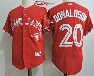 Men's Toronto Blue Jays #20 Josh Donaldson Red Stitched MLB 2017 Majestic Flex Base Jersey