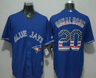 Men's Toronto Blue Jays #20 Josh Donaldson USA Flag Fashion Blue New Cool Base Jersey