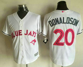 Men's Toronto Blue Jays #20 Josh Donaldson White With Pink 2016 Mother's Day Baseball Cool Base Jersey