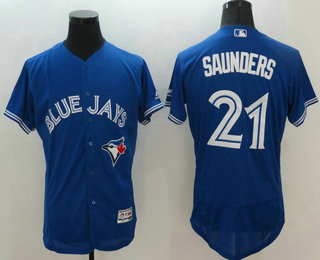 Men's Toronto Blue Jays #21 Michael Saunders Royal Blue 2016 Flexbase Majestic Baseball Jersey