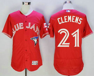 Men's Toronto Blue Jays #21 Roger Clemens Red Flexbase 2016 MLB Player Canada Day Jersey