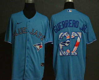 Men's Toronto Blue Jays #27 Vladimir Guerrero Jr. Light Blue Team Logo Stitched MLB Cool Base Nike Jersey