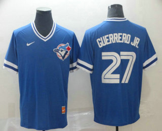 Men's Toronto Blue Jays #27 Vladimir Guerrero Jr. Royal Blue Nike Cooperstown Collection Legend V Neck Jersey