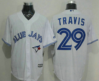 Men's Toronto Blue Jays #29 Devon Travis White New Cool Base Jersey