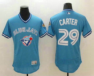 Men's Toronto Blue Jays #29 Joe Carter Retired Light Blue 2016 Flexbase Majestic Baseball Jersey