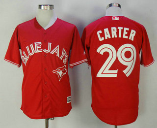 Men's Toronto Blue Jays #29 Joe Carter Retired Red Stitched MLB 2017 Majestic Cool Base Jersey