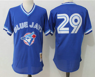 Men's Toronto Blue Jays #29 Joe Carter Royal Blue Mesh Batting Practice 1993 Throwback Jersey By Mitchell & Ness