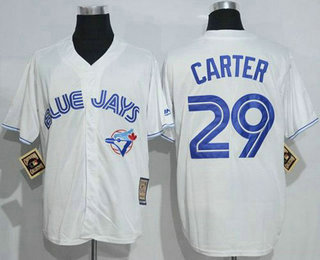 Men's Toronto Blue Jays #29 Joe Carter White Majestic Cool Base Cooperstown Collection Player Jersey