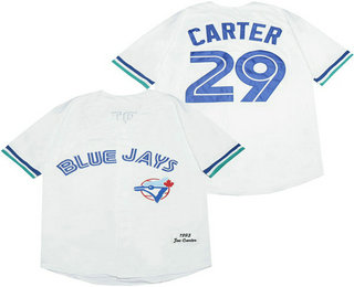 Men's Toronto Blue Jays #29 Joe Carter White Throwback Cooperstown Collection Stitched MLB Mitchell & Ness Jersey