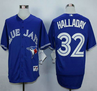 Men's Toronto Blue Jays #32 Roy Halladay Alternate Blue MLB Majestic Jersey