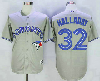 Men's Toronto Blue Jays #32 Roy Halladay Grey New Cool Base Jersey