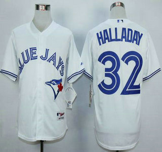 Men's Toronto Blue Jays #32 Roy Halladay Home White MLB Majestic Jersey