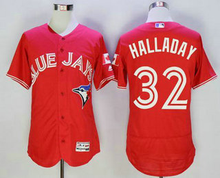 Men's Toronto Blue Jays #32 Roy Halladay Red Flexbase 2016 MLB Player Canada Day Jersey