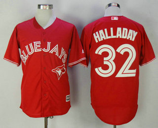 Men's Toronto Blue Jays #32 Roy Halladay Retired Red Stitched MLB 2017 Majestic Cool Base Jersey