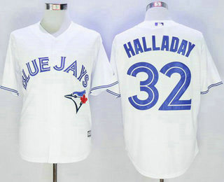 Men's Toronto Blue Jays #32 Roy Halladay White New Cool Base Jersey