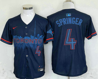 Men's Toronto Blue Jays #4 George Springer Black 2024 City Connect Limited Stitched Baseball Jersey