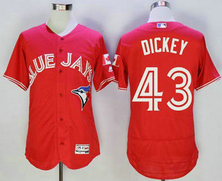 Men's Toronto Blue Jays #43 R.A. Dickey Red Flexbase 2016 MLB Player Canada Day Jersey