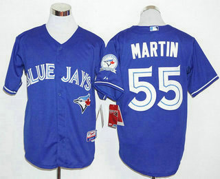 Men's Toronto Blue Jays #55 Russell Martin 40TH Patch Blue Jersey