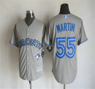 Men's Toronto Blue Jays #55 Russell Martin Away Gray 2015 MLB Cool Base Jersey