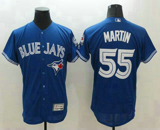 Men's Toronto Blue Jays #55 Russell Martin Blue 40th Patch 2016 Flexbase Majestic Baseball Jersey