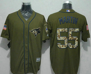 Men's Toronto Blue Jays #55 Russell Martin Green Salute to Service Jersey