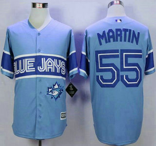 Men's Toronto Blue Jays #55 Russell Martin Light Blue Exclusive New Cool Base Jersey