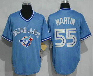 Men's Toronto Blue Jays #55 Russell Martin Light Blue Pullover Majestic Cool Base Cooperstown Collection Jersey