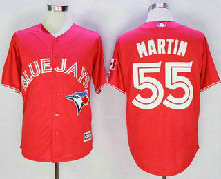 Men's Toronto Blue Jays #55 Russell Martin Red New Cool Base Canada Day Jersey