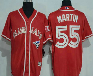 Men's Toronto Blue Jays #55 Russell Martin Red Stitched MLB 2016 Canada Day Majestic Cool Base Jersey