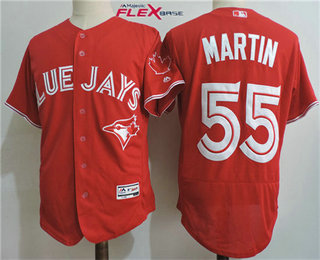 Men's Toronto Blue Jays #55 Russell Martin Red Stitched MLB 2017 Majestic Flex Base Jersey