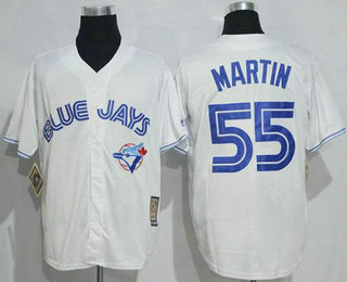 Men's Toronto Blue Jays #55 Russell Martin White Majestic Cool Base Cooperstown Collection Player Jersey