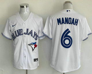 Men's Toronto Blue Jays #6 Alek Manoah White Cool Base Stitched Jersey