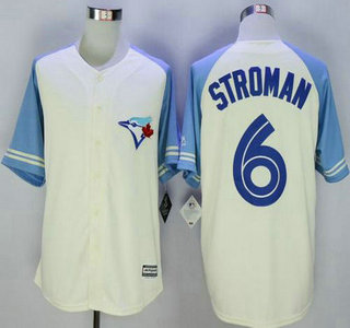 Men's Toronto Blue Jays #6 Marcus Stroman Cream With Blue Exclusive New Cool Base Jersey