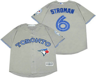 Men's Toronto Blue Jays #6 Marcus Stroman Grey New Cool Base 40th Anniversary Stitched MLB Jersey