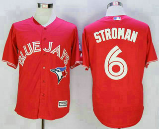 Men's Toronto Blue Jays #6 Marcus Stroman Red New Cool Base 40th Anniversary Jersey