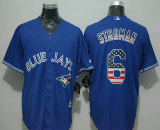 Men's Toronto Blue Jays #6 Marcus Stroman USA Flag Fashion Blue New Cool Base Jersey