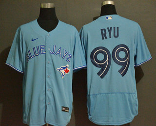 Men's Toronto Blue Jays #99 Hyun-Jin Ryu Light Blue Stitched MLB Flex Base Nike Jersey