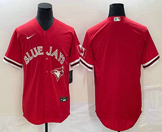 Men's Toronto Blue Jays Blank Red Stitched Canada Day Cool Base Nike Jersey