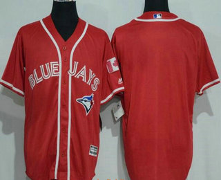 Men's Toronto Blue Jays Blank Red Stitched MLB 2016 Canada Day Majestic Flex Base Jersey