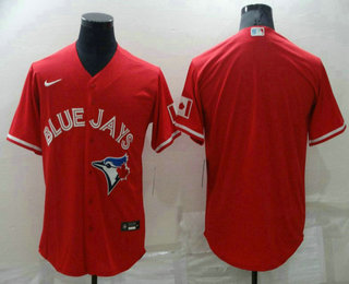 Men's Toronto Blue Jays Blank Red Stitched MLB Cool Base Nike Jersey