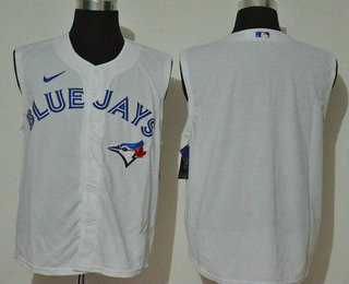 Men's Toronto Blue Jays Blank White 2020 Cool and Refreshing Sleeveless Fan Stitched MLB Nike Jersey